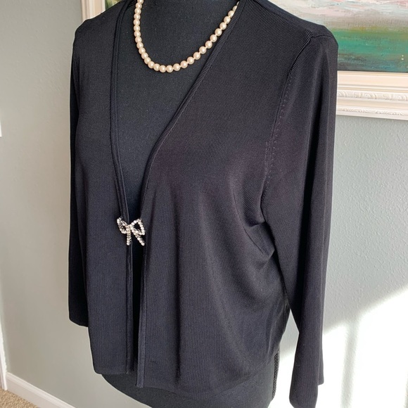 Robbie Bee Women’s Black Cardigan Sweater Size 14 - Picture 3 of 15